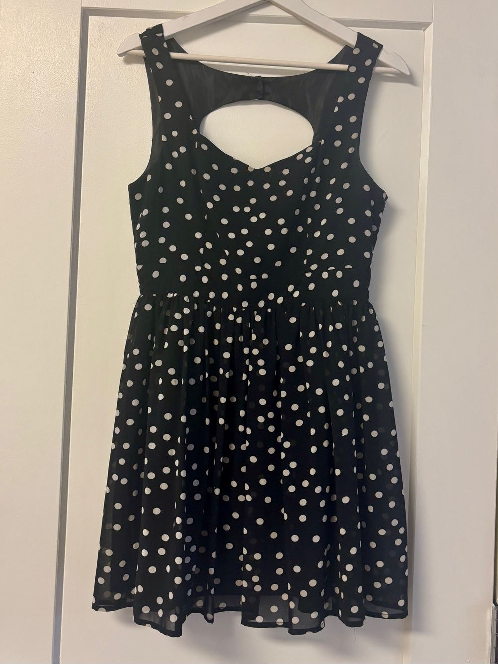 Forever 21 Black and White Polka Dot Cutout Dress M